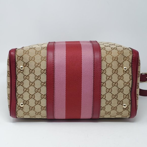 100% Auth Gucci Canvas Vintage Boston Satchel Bag - Picture 10 of 15